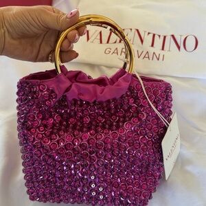 NWT stunning Valentino Pink Crystal-Embellished Shoulder Bag
